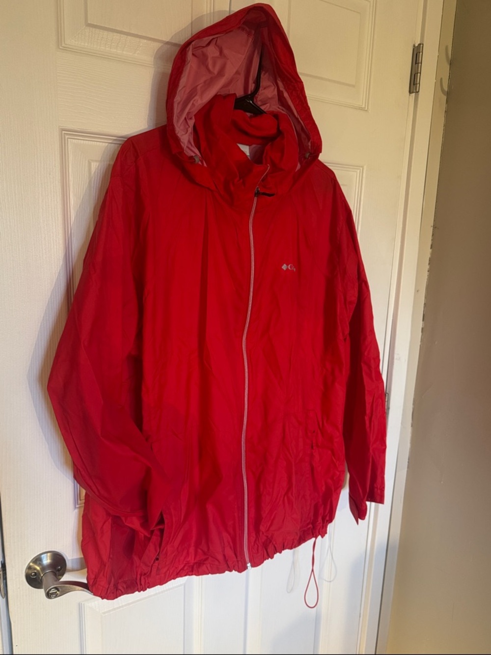 Columbia Red Hooded Lightweight Windbreaker Jacket